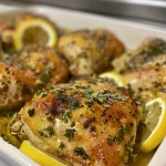 Close-up view of a healthy lemon garlic chicken meal prep bowl with vibrant ingredients.