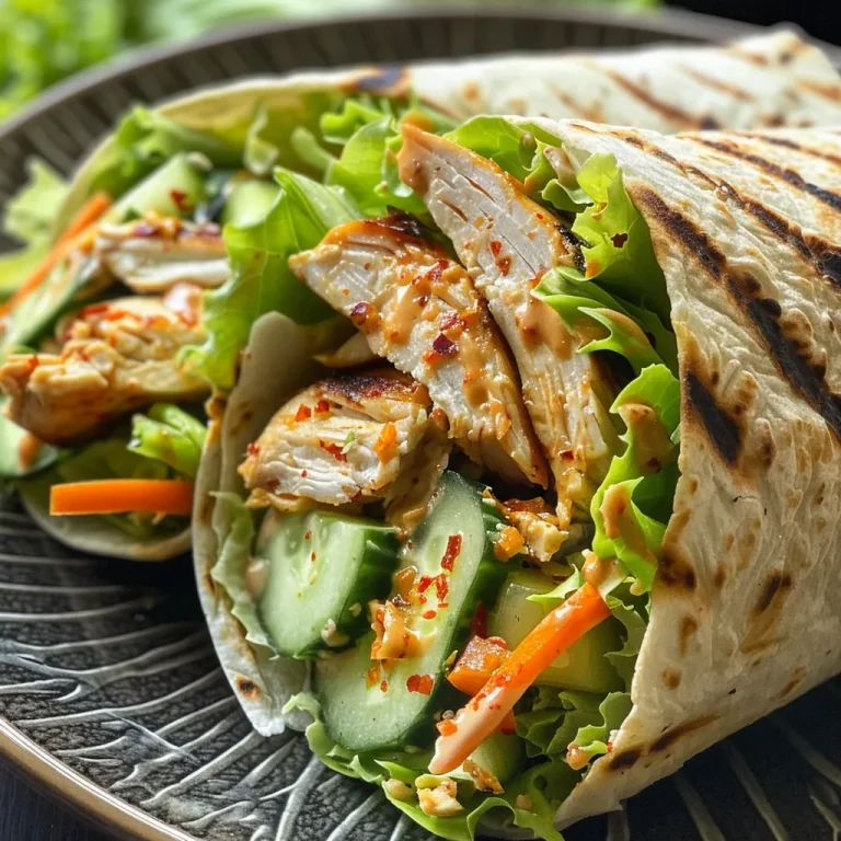 Close-up of a Sweet Chili Grilled Chicken Wrap with vibrant ingredients.