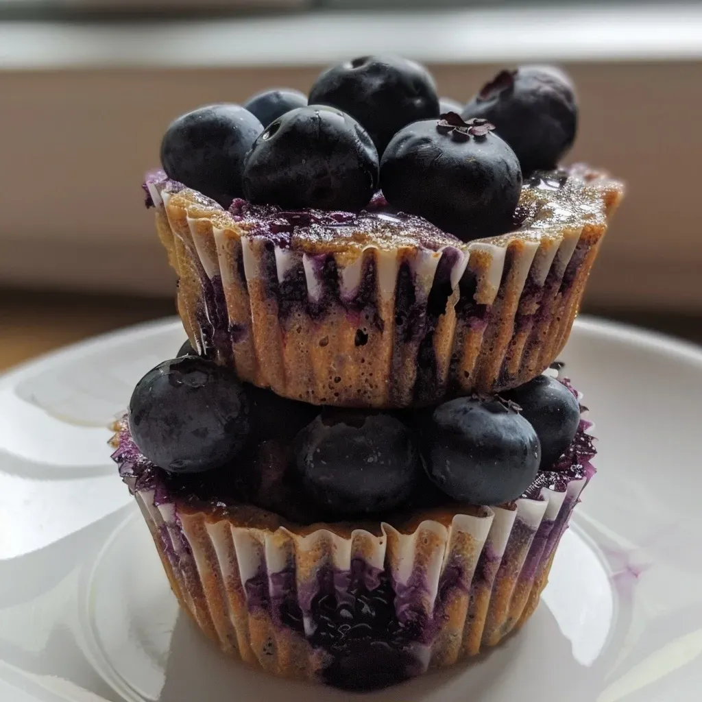 ['Close-up of three blueberry protein cups, showcasing their creamy texture and vibrant blueberries.', 'Side view of delicious blueberry protein cups filled with cottage cheese and topped with fresh blueberries.', 'Juicy, colorful blueberry protein cups displayed on a wooden surface, highlighting the ingredients.', 'A detailed view of blueberry protein cups, emphasizing the chunks of frozen blueberries and smooth texture.']