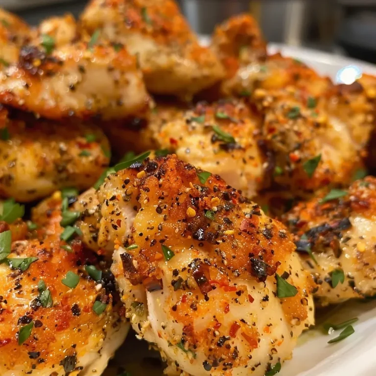 ['Close-up of juicy air fryer chicken bites garnished with herbs.', 'Delicious, crispy air fryer chicken bites on a plate.', 'High-protein chicken bites, golden brown and succulent from the air fryer.', 'Side view of perfectly cooked air fryer chicken bites ready to eat.']