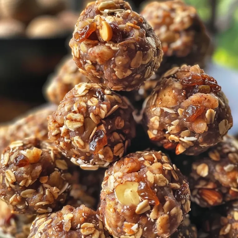 ['Close-up of Apple Pie Energy Bites showcasing dried apple pieces and a nutty texture.', 'Side view of homemade energy bites resembling apple pie, with visible oats and nuts.', 'Delicious energy bites featuring chunks of apple and a sprinkle of cinnamon on top.', 'Textured energy balls made from apples, nuts, and spices, displayed attractively.']