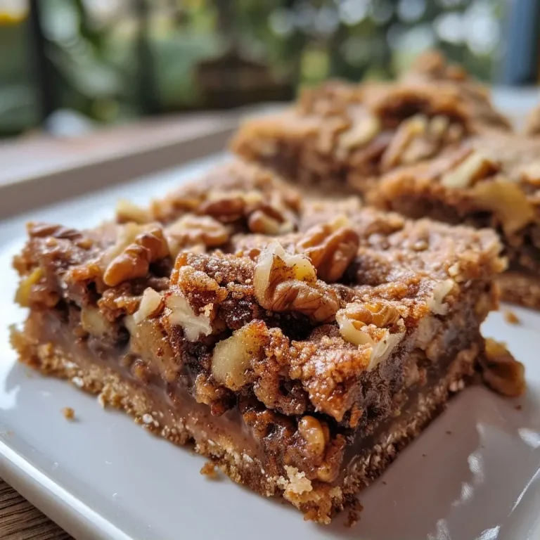 ['Close-up side view of sliced Apple Walnut Bars topped with crumbs.', 'Juicy Apple Walnut Bars showcasing apple layers and walnut pieces.', 'Freshly baked Apple Walnut Bars with a golden crust and visible apple slices.', 'Delicate Apple Walnut Bars with a crumbly topping and walnuts sprinkled on top.']