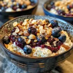 ['A close-up view of a Baked Blueberry Cottage Cheese Breakfast Bowl filled with fresh blueberries and drizzled with honey.', 'A side view of a Baked Blueberry Cottage Cheese Breakfast Bowl showcasing juicy blueberries and cottage cheese.', 'A vibrant Baked Blueberry Cottage Cheese Breakfast Bowl featuring blueberries, honey, and nuts on top.', 'An appetizing Baked Blueberry Cottage Cheese Breakfast Bowl with cottage cheese, blueberries, and a sprinkle of cinnamon.']