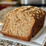 ['Close-up side view of a loaf of maple oat bread with a golden crust.', 'A freshly baked loaf of maple oat bread with visible oat flakes on top.', 'Side view of a warm, golden-brown maple oat bread loaf on a wooden cutting board.', 'Detailed image of a sliced maple oat bread revealing a textured crumb.']
