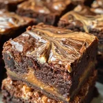 ['Close-up view of Caramel Swirl Brownies showcasing the glossy caramel and chocolate layers.', 'Side profile of rich Caramel Swirl Brownies with a shiny caramel topping and nuts.', 'Juicy Caramel Swirl Brownies displayed with a focus on caramel drizzles and chocolate texture.', 'Tempting Caramel Swirl Brownies featuring a mixture of chocolate and caramel with walnuts.']