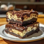 ['A close-up side view of rich cheesecake brownies with a glossy chocolate topping.', 'A mouthwatering slice of cheesecake brownies showcasing the creamy cheesecake layer and chocolate base.', 'A decadent dessert featuring cheesecake brownies, highlighting the contrasting textures of chocolate and cream cheese.', 'An enticing image of cheesecake brownies with a smooth chocolate glaze and visible layers of cheesecake.']