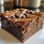 ['Close-up of a decadent chocolate chunk brownie with gooey chocolate pieces.', 'Side view of a rich chocolate brownie featuring melted chocolate chunks.', 'Juicy, chocolate chunk brownie with a shiny top and soft texture.', 'Deliciously thick chocolate brownie showing visible chocolate chunks on the surface.']