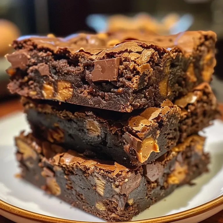['A close-up side view of homemade chocolate peanut butter brownies, showcasing a rich, gooey texture.', 'Juicy chocolate peanut butter brownies with a glossy top, highlighting their decadent layers.', 'Side view of brownies displaying a chocolate exterior with a creamy peanut butter swirl on top.', 'A detailed shot of chocolate peanut butter brownies, emphasizing their moistness and indulgent look.']
