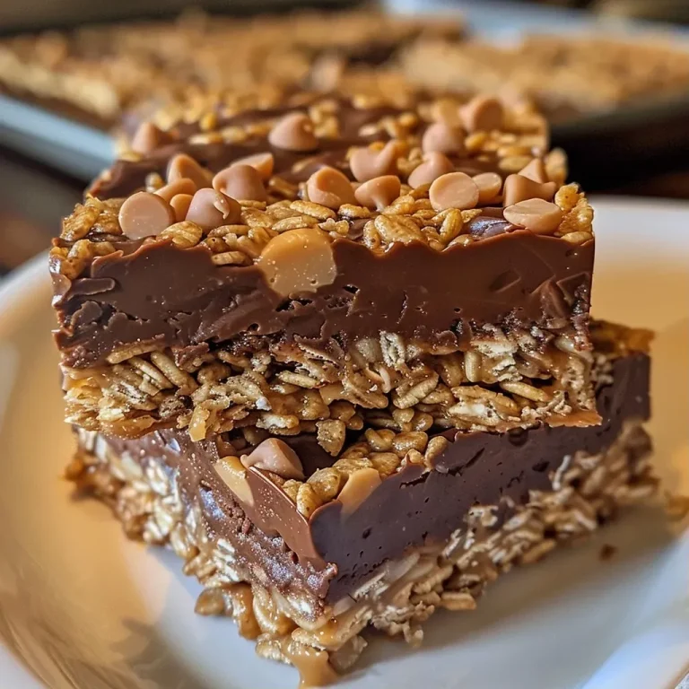 ['Close-up of a chocolate peanut butter crunch bar, showing its layered texture and chocolate drizzle.', 'Side view of a chocolate peanut butter crunch bar with crispy rice cereal and chocolate chips.', 'Delicious chocolate peanut butter crunch bar with a glossy chocolate topping and peanut bits.', 'A mouthwatering chocolate peanut butter crunch bar arranged on a simple plate, highlighting its ingredients.']