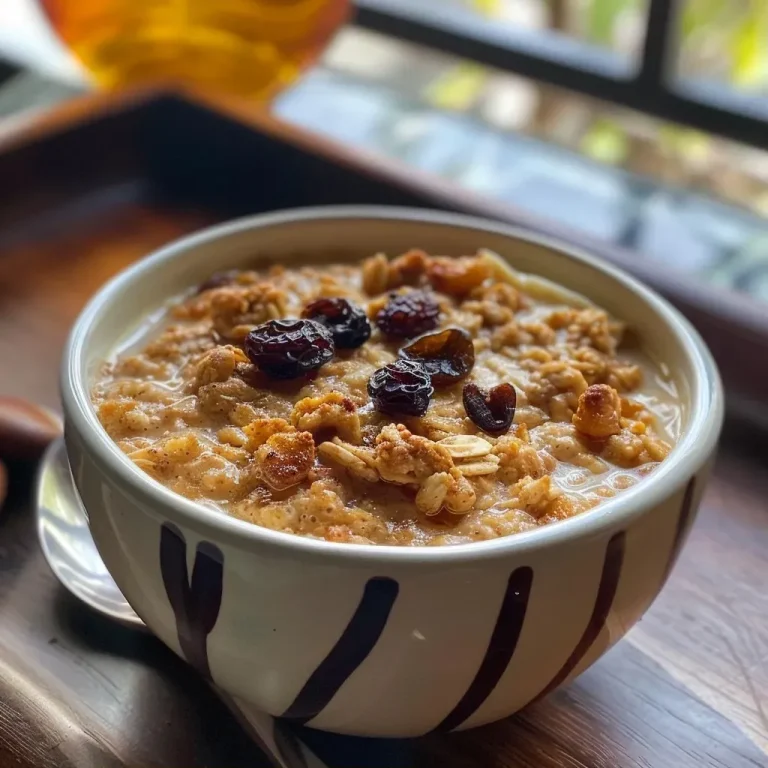 ['Close-up of baked oats with cinnamon and raisins, showing texture and ingredients.', 'Side view of a dish of Cinnamon Raisin Baked Oats, topped with raisins and a sprinkle of cinnamon.', 'A fork ready to dive into a serving of Cinnamon Raisin Baked Oats, highlighting the creamy texture.', 'Delicious Cinnamon Raisin Baked Oats in a bowl, showcasing the oats and raisins.']