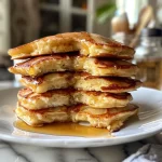 ['Close-up of fluffy cottage cheese pancakes stacked on a plate.', 'Side view of golden brown cottage cheese pancakes with syrup drizzling.', 'Delicious cottage cheese pancakes served with fresh fruit on the side.', 'Juicy cottage cheese pancakes topped with a pat of butter and maple syrup.']