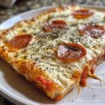 ['Close-up view of a golden-brown Cottage Cheese Pizza Bake with bubbling cheese and pepperoni slices on top.', 'Side view of a delicious Cottage Cheese Pizza Bake, showcasing layers of cheese and marinara sauce.', 'Juicy Cottage Cheese Pizza Bake with melted mozzarella and pepperoni, captured in vibrant colors.', 'A hearty Cottage Cheese Pizza Bake, highlighting the cheesy texture and savory toppings.']