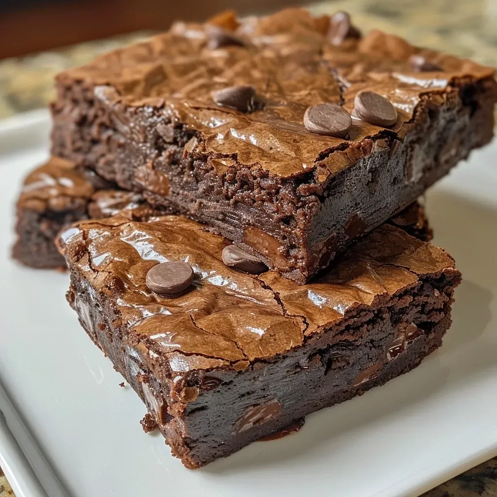 ['A close-up view of rich, fudgy espresso brownies with a glossy chocolate layer.', 'Side view of moist espresso brownies showcasing a decadent chocolate topping.', 'Appetizing espresso brownies displaying a luscious texture under natural light.', 'Deliciously baked espresso brownies captured from the side, featuring dark chocolate chips.']