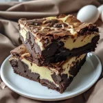 ['Close-up side view of fudgy cheesecake brownies on a plate.', 'Rich, layered cheesecake brownies showcased from the side.', 'Delicious, moist cheesecake brownies displayed with a glossy finish.', 'Side view of decadent fudgy brownies with cream cheese filling.']