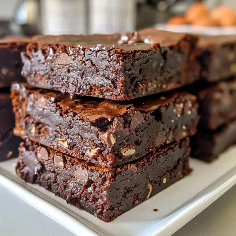['Close-up side view of fudgy double chocolate brownies topped with walnuts.', 'Rich chocolate brownies with a glossy finish and walnut chunks visible.', 'Deliciously moist chocolate brownies showcasing chopped walnuts on top.', 'Decadent fudgy brownies in a side view, highlighting the chocolate and walnut texture.']