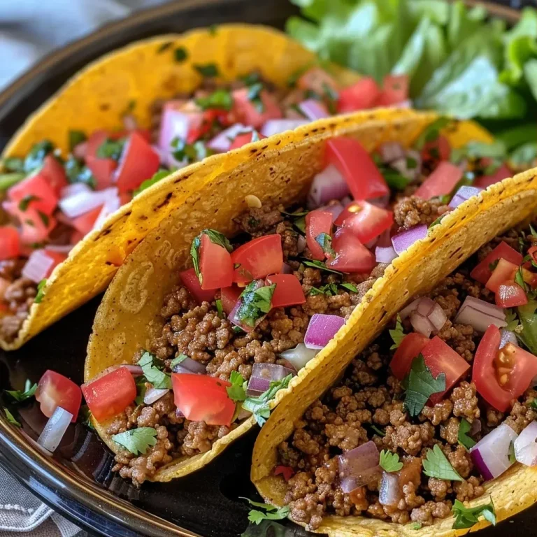['Close-up view of juicy ground beef tacos filled with fresh ingredients.', 'Side view of delicious ground beef tacos showcasing toppings and texture.', 'Tasty ground beef tacos with toppings like lettuce, cheese, and tomatoes.', 'Vibrant ground beef tacos displayed with a variety of fresh ingredients.']