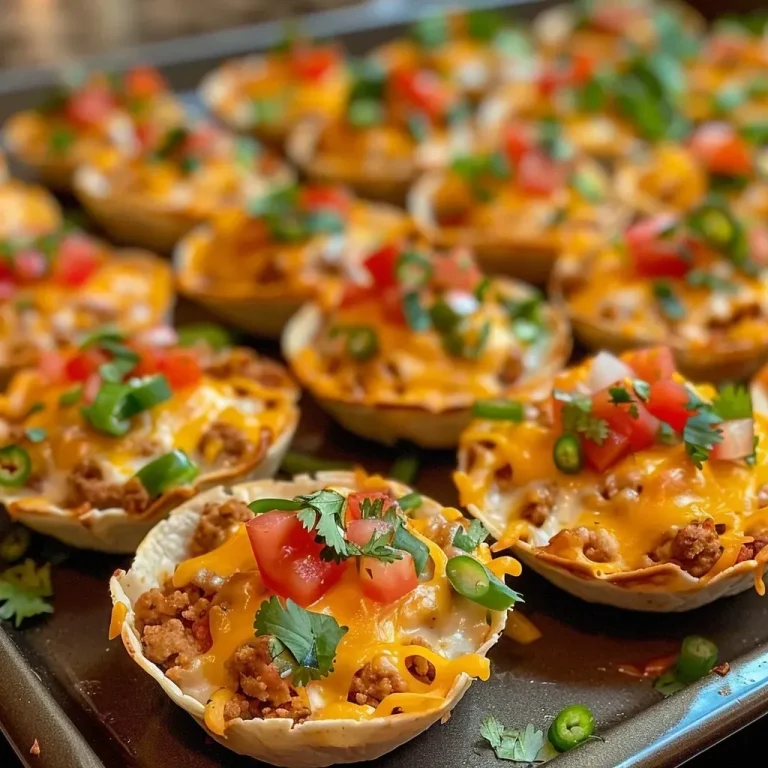 ['Close-up view of juicy Ground Chicken Taco Ranch Bites on a plate, garnished with fresh toppings.', 'Side angle of Ground Chicken Taco Ranch Bites, showcasing the melted cheese and colorful toppings.', 'Plate filled with golden tortilla squares filled with ground chicken and cheese, ready to eat.', 'Juicy Ground Chicken Taco Ranch Bites with diced tomatoes and green chiles, accented by cilantro.']