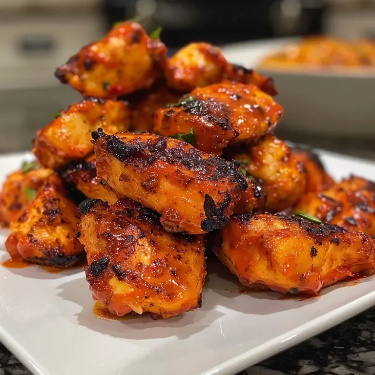 ['Close-up view of Healthy Buffalo Chicken Bites on a plate, showcasing their juicy texture.', 'A side view of succulent Healthy Buffalo Chicken Bites garnished with sauce.', 'Detailed close-up of healthy buffalo chicken bites, highlighting spices and juiciness.', 'A vibrant image of cooked Healthy Buffalo Chicken Bites, showcasing their crispy exterior.']