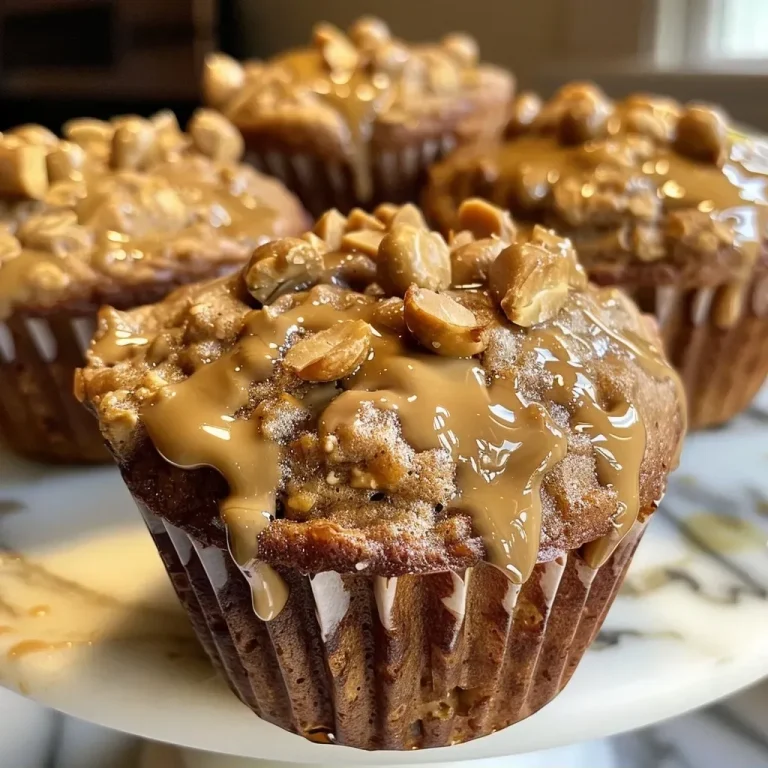 ['Close-up view of Healthy Peanut Butter Banana Muffins with a golden-brown top.', 'Side view of freshly baked Peanut Butter Banana Muffins showcasing a moist texture and chocolate chip topping.', 'Delicious Healthy Peanut Butter Banana Muffins with a rich peanut butter glaze and scattered chocolate chips.', 'Juicy, soft Peanut Butter Banana Muffins arranged on a plate, highlighting their appealing texture.']