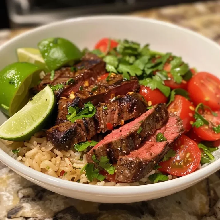 ['Close-up side view of a Healthy Steak Bowl featuring juicy steak, vegetables, and grains.', 'Detailed image of a colorful Healthy Steak Bowl with grilled steak and fresh ingredients.', 'Appetizing side view of a bowl filled with steak, greens, and drizzled lime juice.', 'Close-up shot of a Healthy Steak Bowl showcasing tender steak and vibrant toppings.']