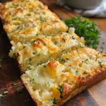 ['Side view of freshly baked Herb and Cheese Quick Bread, showcasing a golden crust and cheese melting from the surface.', 'Close-up image of herb-infused cheese bread with visible chunks of cheddar and herbs in a soft texture.', 'Detailed side view of a homemade bread loaf, highlighting the crispy exterior and gooey cheese interior.', 'Appetizing close-up of herb and cheese bread revealing a rich, flavorful crust and cheesy filling.']