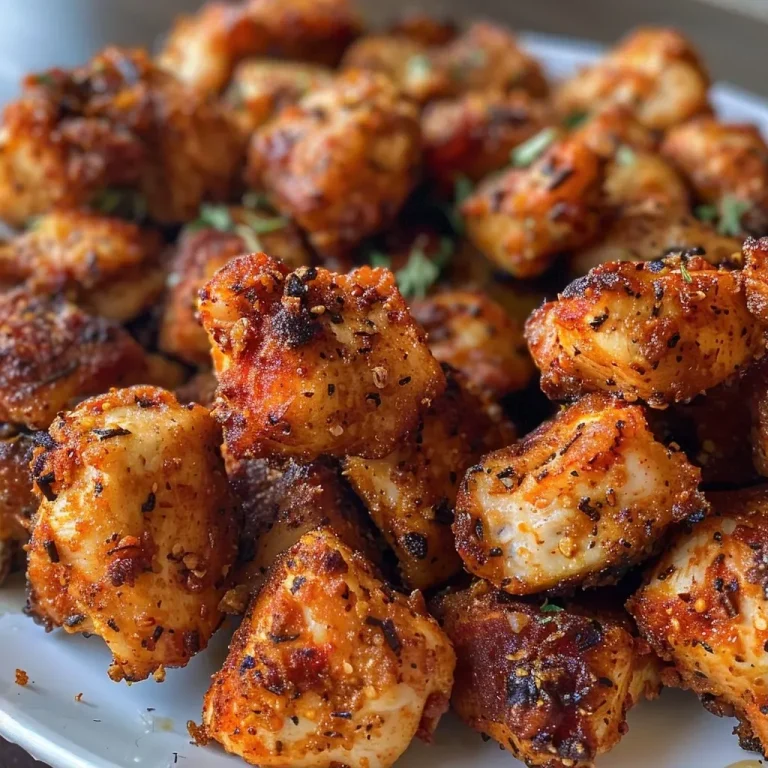 ['Close-up side view of juicy BBQ chicken bites on a white plate.', 'High Protein BBQ Chicken Bites displayed on a wooden cutting board.', 'Succulent BBQ chicken pieces with a glossy glaze, ready to eat.', 'Delicious chicken bites marinated in BBQ sauce, garnished with herbs.']