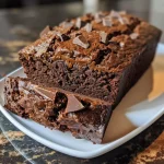 ['Close-up view of sliced chocolate banana bread with a moist texture.', 'Side angle of high-protein chocolate banana bread, showcasing its rich cocoa layers.', 'Juicy, chocolatey banana bread with a slice revealing its soft interior.', 'Detailed view of freshly baked chocolate banana bread with bananas and chocolate chips.']
