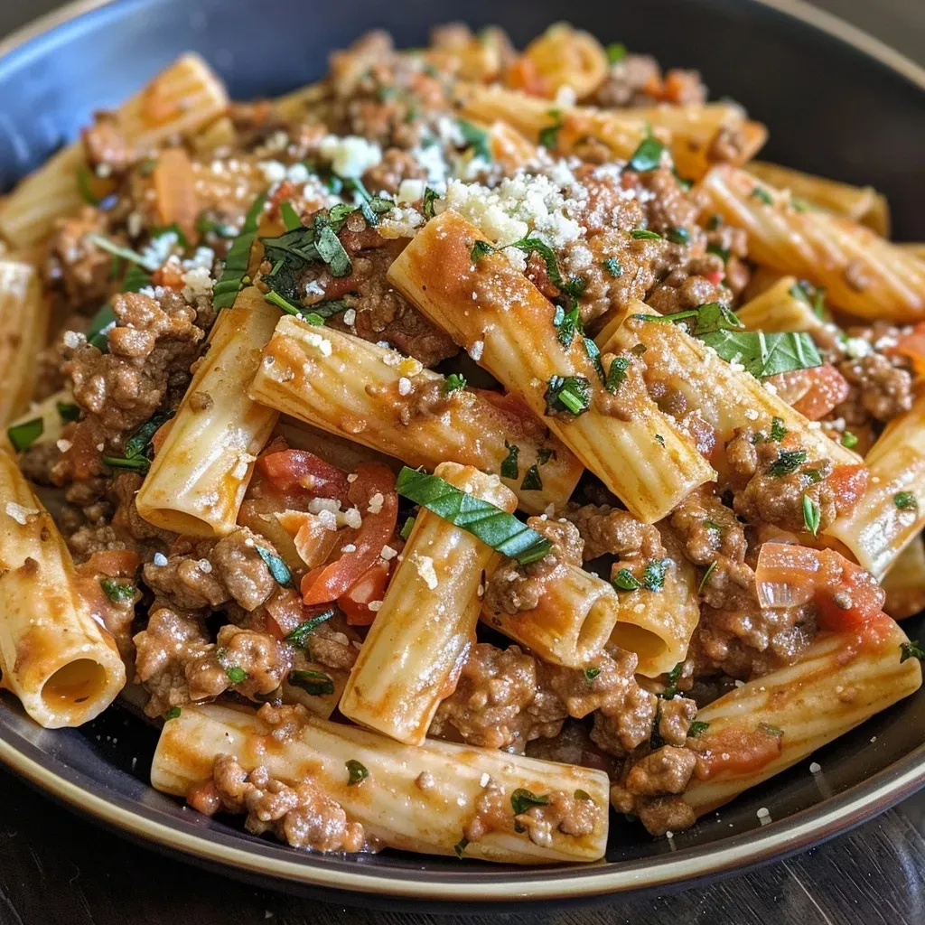 ['Close-up view of creamy beef pasta with whole wheat noodles and garnished with cheese.', 'Side view of a bowl filled with high-protein creamy beef pasta, highlighting its rich sauce.', 'Juicy ground beef mixed with pasta in a creamy sauce, presented in a rustic bowl.', 'High-protein creamy beef pasta dish featuring lean beef, whole wheat noodles, and a creamy texture.']