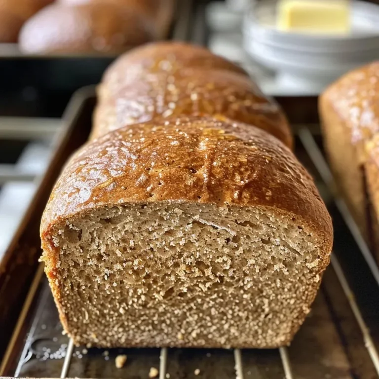 ['Close-up side view of freshly baked honey wheat bread.', 'Juicy honey wheat bread loaf displayed from the side.', 'Detailed look at a slice of honey wheat bread with a golden crust.', 'Warm honey wheat bread, showcasing its texture and color.']