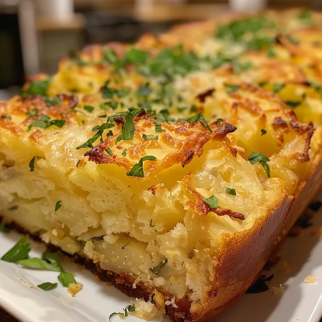 ['A close-up shot of delicious Irish Potato Bread, showcasing its golden crust and fluffy interior.', 'Side view of freshly baked Irish Potato Bread with a crusty exterior and soft, airy texture.', 'A detailed view of Irish Potato Bread, highlighting the mashed potatoes and grated potatoes in the dough.', 'Close-up of warm Irish Potato Bread with visible grated Parmesan cheese on the crust.']