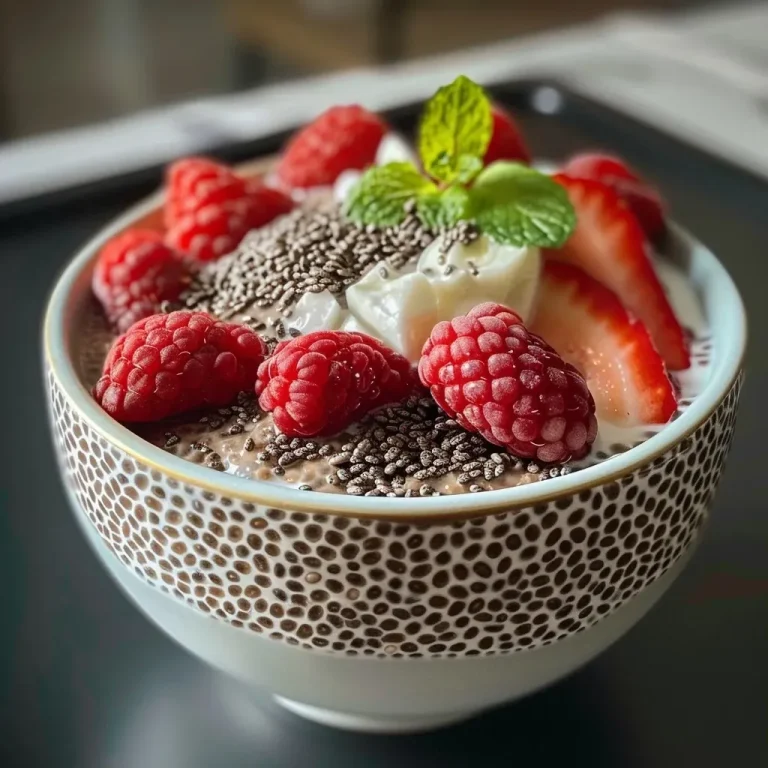 ['Close-up view of Keto Chia Pudding in a glass bowl, showcasing chia seeds and almond milk.', 'Side view of creamy Keto Chia Pudding topped with nuts, set against a blurred background.', 'Detailed shot of Keto Chia Pudding with a smooth texture and a sprinkle of chia seeds on top.', 'Rich-looking Keto Chia Pudding in a clear container, highlighting its creamy consistency.']