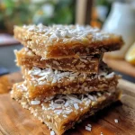 ['Close-up view of lemon coconut protein bars with a textured surface.', 'Side view shot of delicious protein bars featuring a lemon and coconut topping.', 'Juicy lemon coconut protein bars stacked with visible coconut flakes.', 'Freshly made protein bars highlighting bright yellow lemon and white coconut.']
