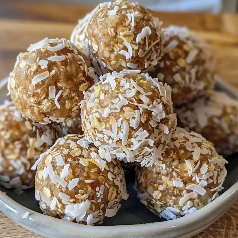 ['Close-up of round Lemon Energy Balls coated in shredded coconut.', 'Side view of lemon-flavored energy balls on a white surface.', 'A group of Lemon Energy Balls dusted with coconut flakes.', 'Freshly made Lemon Energy Balls displayed in a small bowl.']