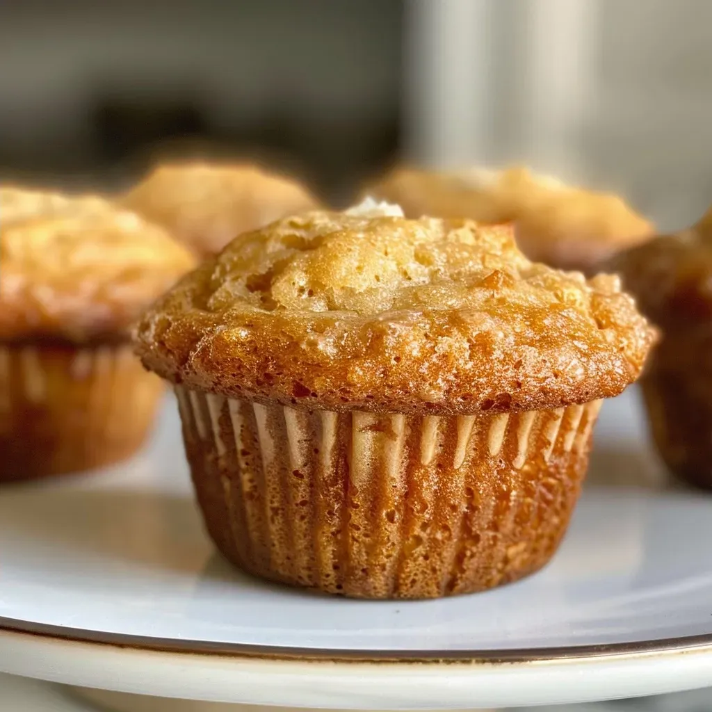 Close-up view of golden brown Greek yogurt muffins with a soft texture.