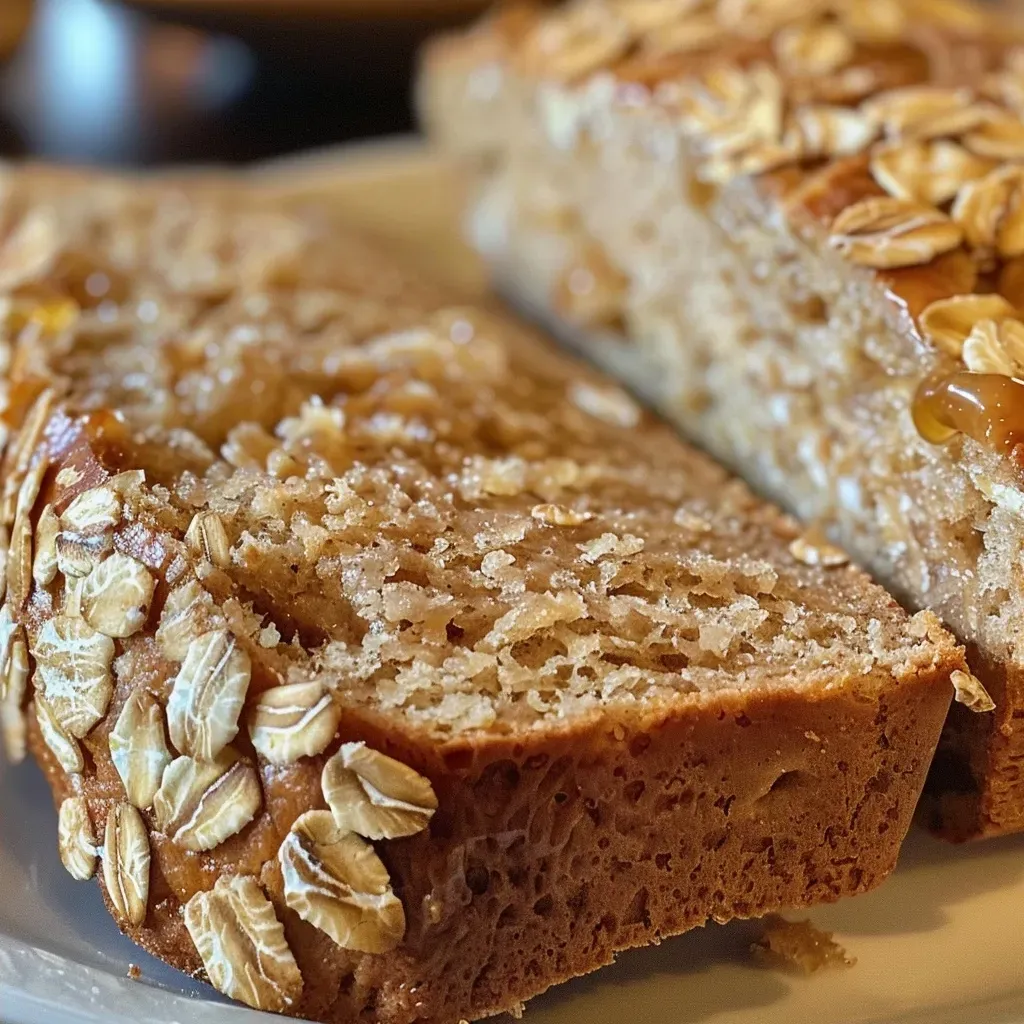 ['Close-up side view of hearty Maple Oat Bread, showcasing its golden crust and textured surface.', 'Detailed side view of warm Maple Oat Bread, highlighting its moist interior and inviting color.', 'Close-up image of freshly baked Maple Oat Bread, featuring a crispy crust and oat flakes.', 'Side view of Maple Oat Bread with a rich, golden hue, emphasizing its fluffy texture.']