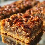 ['Close-up view of golden-brown Maple Pecan Bars with glossy topping.', 'Side view of rich, gooey Maple Pecan Bars with visible pecans.', 'Delicious Maple Pecan Bars displayed on a wooden surface, highlighting the texture.', 'A tempting slice of Maple Pecan Bars showcasing a layered crust and nutty filling.']