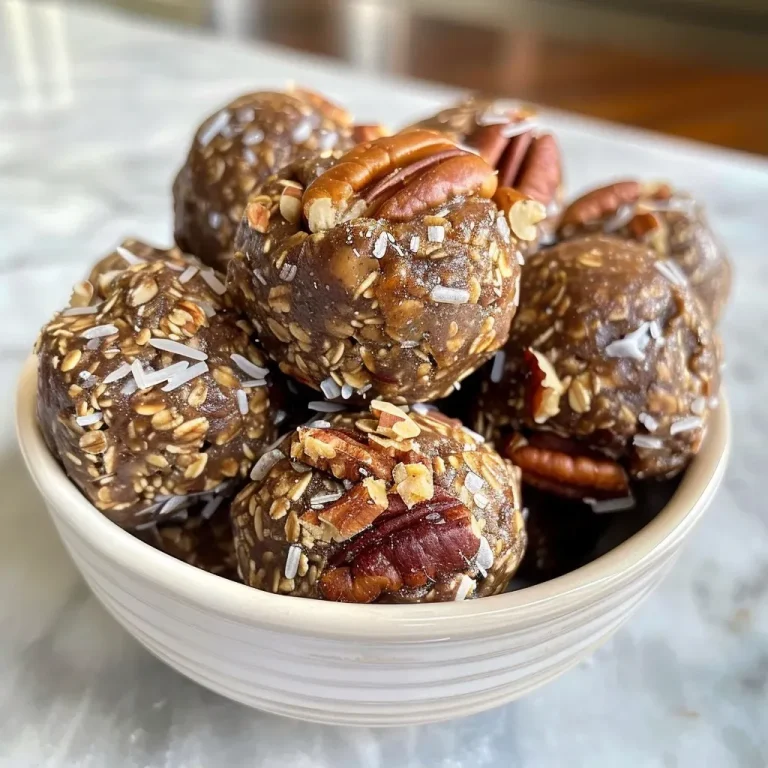 ['Close-up view of homemade Maple Pecan Energy Balls with a glistening texture.', 'Side view of Maple Pecan Energy Balls showcasing their chunky ingredients and rich color.', 'Detailed image of Maple Pecan Energy Balls highlighting oats and pecans.', 'Juicy Maple Pecan Energy Balls arranged attractively, capturing their delicious appeal.']