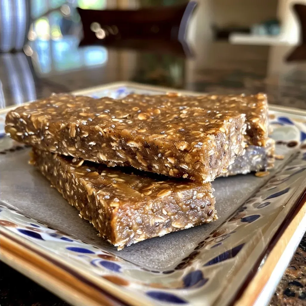 ['Close-up view of No-Bake Banana Nut Energy Bars with walnuts and chocolate chips on a wooden surface.', 'Side view of freshly made No-Bake Banana Nut Energy Bars, showcasing their texture and ingredients.', 'Juicy No-Bake Banana Nut Energy Bars with a rich, nutty appearance and chunks of walnuts.', 'Delicious No-Bake Banana Nut Energy Bars arranged neatly, highlighting their natural ingredients.']