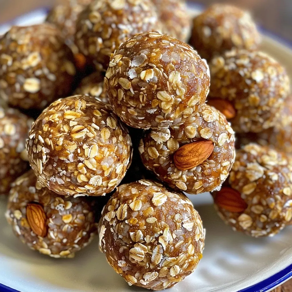 ['Close-up of a pumpkin energy ball, showcasing its textured surface and round shape.', 'Side view of a delicious pumpkin energy ball with visible oats and nuts.', 'Detailed shot of a pumpkin energy ball with a sprinkle of pumpkin pie spice on top.', 'Juicy pumpkin energy ball on a wooden surface, revealing its chewy texture.']