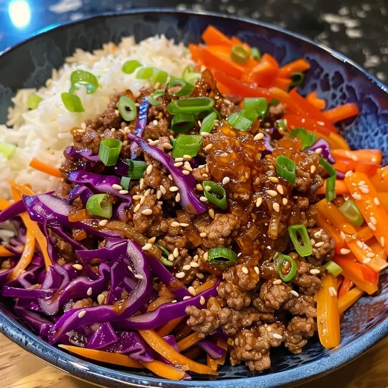 ['A close-up view of a colorful Teriyaki Beef Bowl featuring ground beef, vegetables, and rice.', 'Juicy Teriyaki Beef Bowl with bell peppers, cabbage, and carrots, served in a white bowl.', 'Side view of a Teriyaki Beef Bowl showcasing rich flavors and vibrant ingredients.', 'A delicious Teriyaki Beef Bowl filled with ground beef, veggies, and garnished with green onions.']