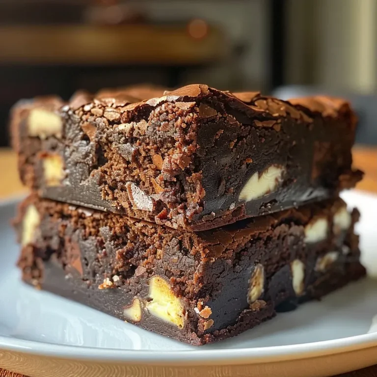 ['Close-up of a side view of rich, fudgy triple chocolate brownies stacked on a plate.', 'Side view of decadent triple chocolate brownies with a glossy finish and chocolate chips on top.', 'Juicy triple chocolate brownies showcasing a luscious, melted chocolate layer and chocolate chunks.', 'Thick, moist triple chocolate brownies with a shiny crust and gooey interior, presented on a wooden table.']