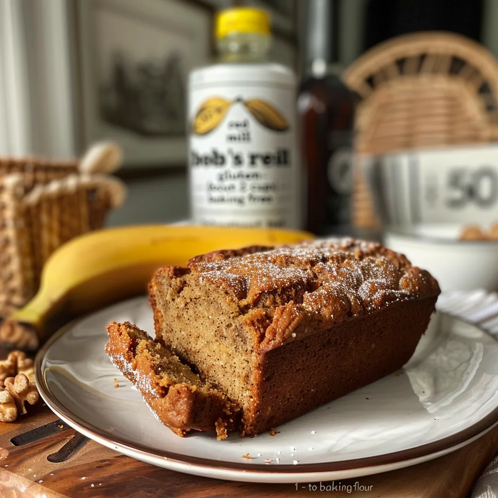 ['Close-up side view of moist vegan gluten-free banana bread with olive oil and walnuts.', 'Juicy vegan gluten-free banana bread showcased with a golden-brown crust and visible walnut pieces.', 'Side angle of freshly baked vegan banana bread, featuring a soft texture and rich banana flavor.', 'Delicious vegan gluten-free banana bread with a shiny exterior and pieces of chopped walnuts visible.']