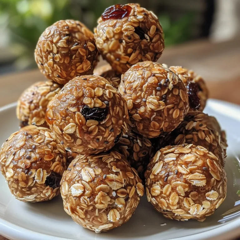 ['Close-up side view of No Bake Almond Butter Energy Balls with a shiny surface.', 'Juicy and delicious No Bake Almond Butter Energy Balls arranged on a white plate.', 'A cluster of No Bake Almond Butter Energy Balls with visible oats and chia seeds.', 'Raw, unprocessed No Bake Almond Butter Energy Balls stacked together on a wooden background.']