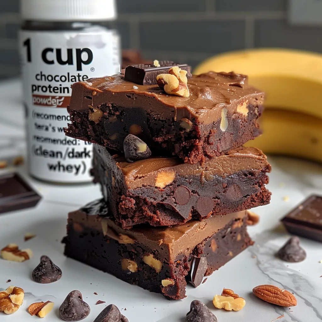 ['A close-up side view of moist Walnut Fudge Brownies with a glossy surface and visible walnut chunks.', 'Detailed image showcasing rich, fudgy brownies topped with pieces of walnuts, exuding a delectable appeal.', 'A tempting side perspective of decadent Walnut Fudge Brownies, highlighting their dark chocolate color and walnut pieces.', 'Close-up view of a stack of Walnut Fudge Brownies displaying their fudgy texture and sprinkled walnut bits.']