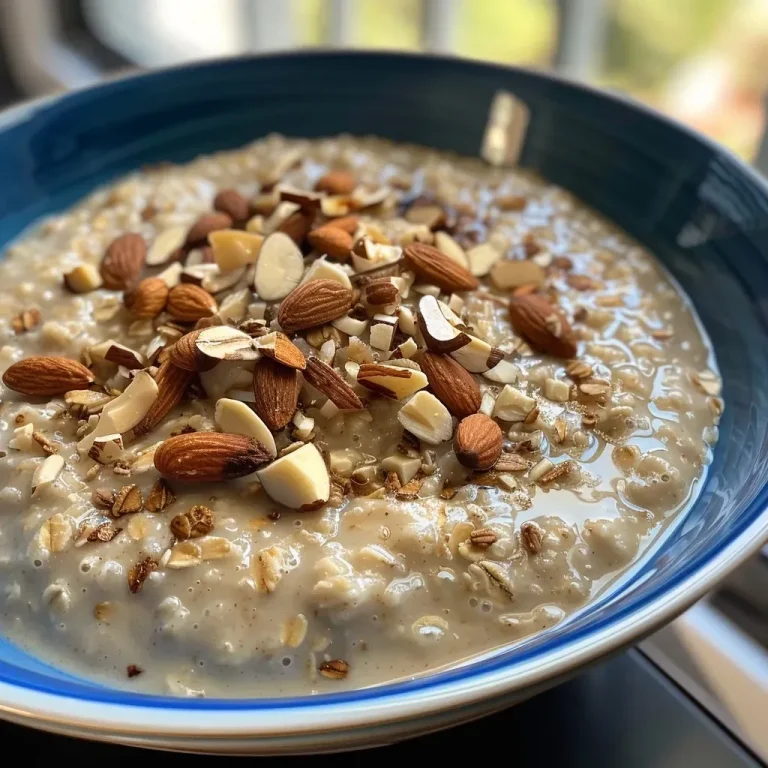 ['Close-up of creamy vanilla almond oatmeal topped with fresh blueberries.', 'Side view of a bowl of oatmeal with blueberries, showcasing a smooth texture.', 'Delicious vanilla almond oatmeal presented with plump blueberries on top.', 'A vibrant display of oatmeal featuring blueberries, highlighting its creamy consistency.']