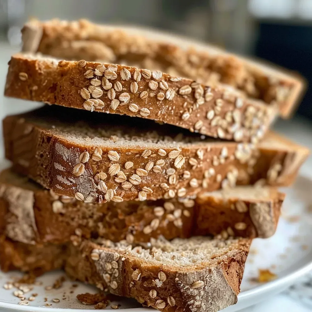 Close-up side view of a loaf of whole wheat bread with a golden crust.