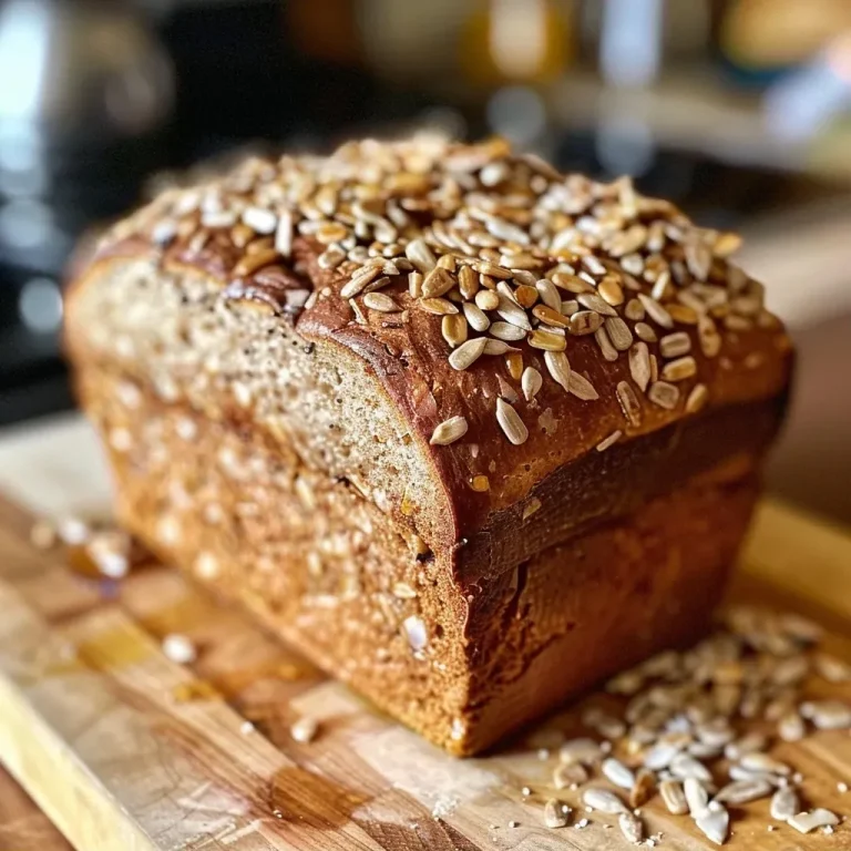 ['Side view of a loaf of whole wheat sunflower seed bread on a wooden surface.', 'Close-up image showcasing the texture and seeds of whole wheat sunflower seed bread.', 'Appetizing slice of whole wheat sunflower seed bread with visible sunflower seeds.', 'Freshly baked whole wheat sunflower seed bread displayed on a kitchen countertop.']