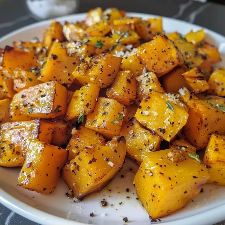 ['A close-up side view of two juicy butternut squash halves cooked in an air fryer.', 'Golden-brown air-fried butternut squash halves, garnished and ready to be served.', 'Deliciously roasted butternut squash halves showing a caramelized exterior and rich color.', 'A vibrant close-up of air-fried butternut squash displaying a glossy finish and inviting texture.']