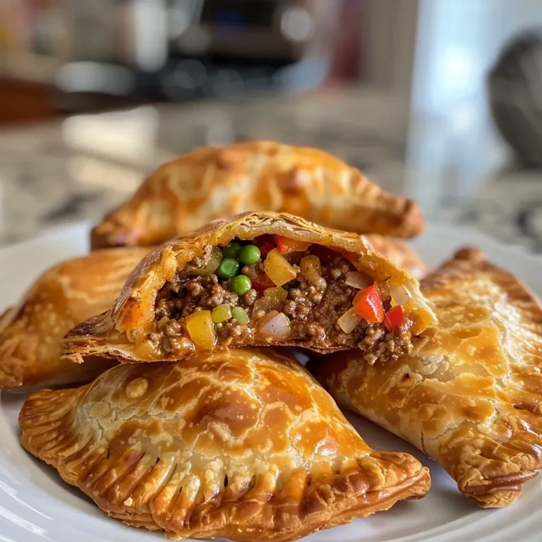 ['Close-up view of golden-brown air fryer empanadas filled with meat and vegetables.', 'Side view of freshly cooked empanadas showcasing flaky crust and savory filling.', 'Juicy air fryer empanadas with a crispy exterior and visible filling.', 'Delicious empanadas arranged on a plate, highlighting their appetizing appearance.']