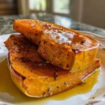 ['Close-up of roasted pumpkin in an air fryer basket.', 'Side view of juicy air-fried pumpkin showcasing its golden-brown color.', 'Deliciously roasted pumpkin with a hint of caramelization, viewed from the side.', 'Freshly cooked air fryer pumpkin, glistening with melted butter and spices.']